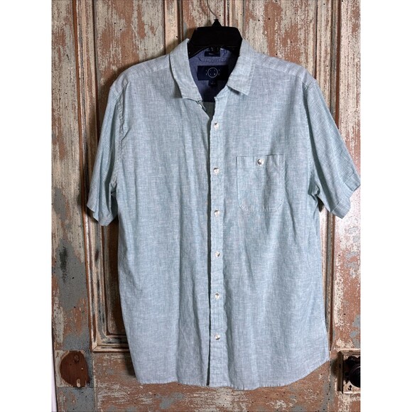 StitchFix Even Tide Regular 𝅺Brushed Cotton Linen Resort  Style Shirt L - Picture 1 of 6